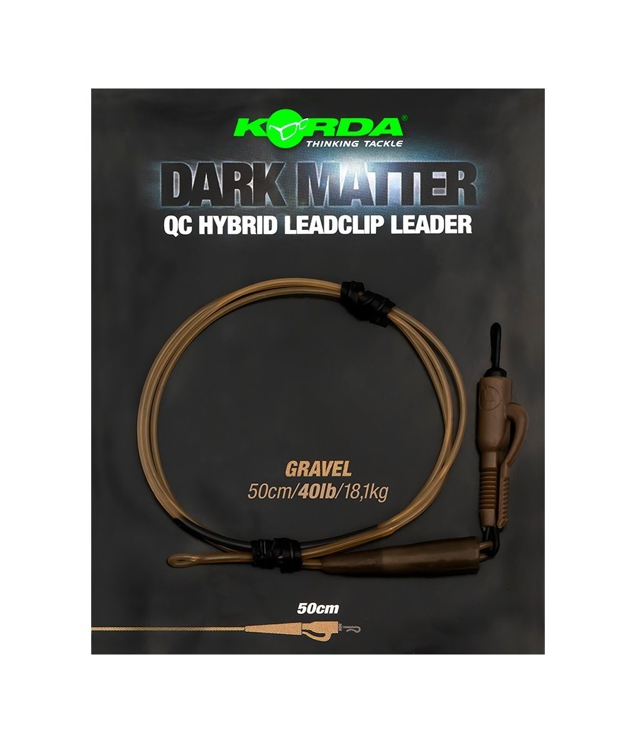 Korda Dark Matter Leader QC Hybrid Clip 40lb 50cm Gravel