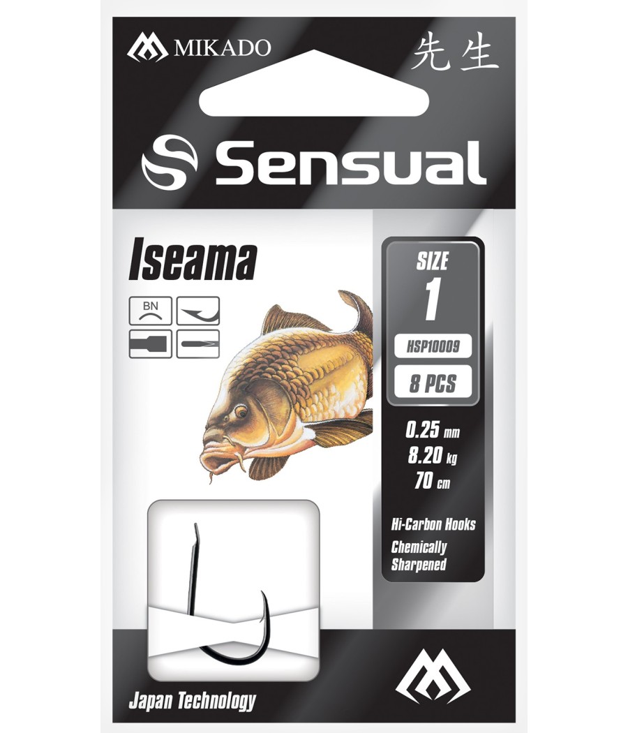 Mikado przypony wiązane sensual x-tra strong carp nr 8 DB / żyłka: 0.20mm/70cm - op.8szt.