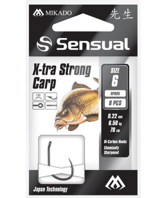 Mikado przypony wiązane sensual x-tra strong carp nr 6 DB / żyłka: 0.20mm/70cm - op.8szt.