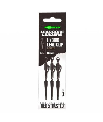 Korda Kable Leadcore Leader Hybrid Lead Clip Gravel 50cm