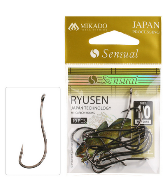 Mikado Haczyk Ryusen W/Ring roz.1/0 szt.10 black nikiel haki morskie